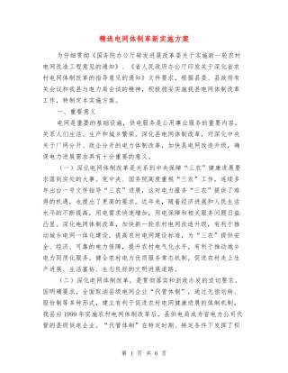 电网体制革新实施方案