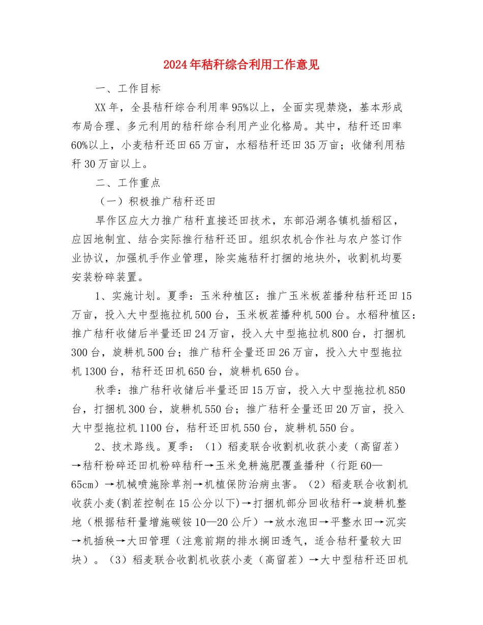2024年秘书部财务工作总结与2024年秸秆综合利用工作意见汇编_第3页