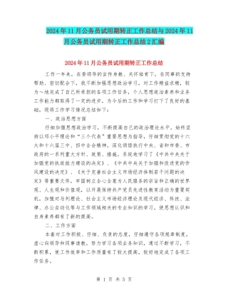 2024年11月公务员试用期转正工作总结与2024年11月公务员试用期转正工作总结2汇编