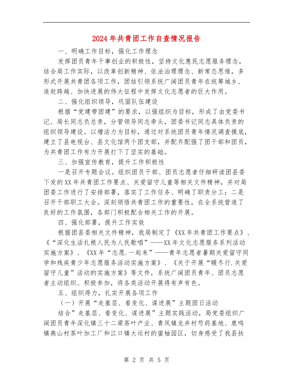 2024年共青团工作自查情况报告_第2页