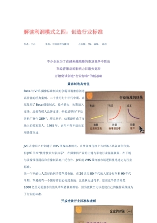 解读利润模式之创造行业标准