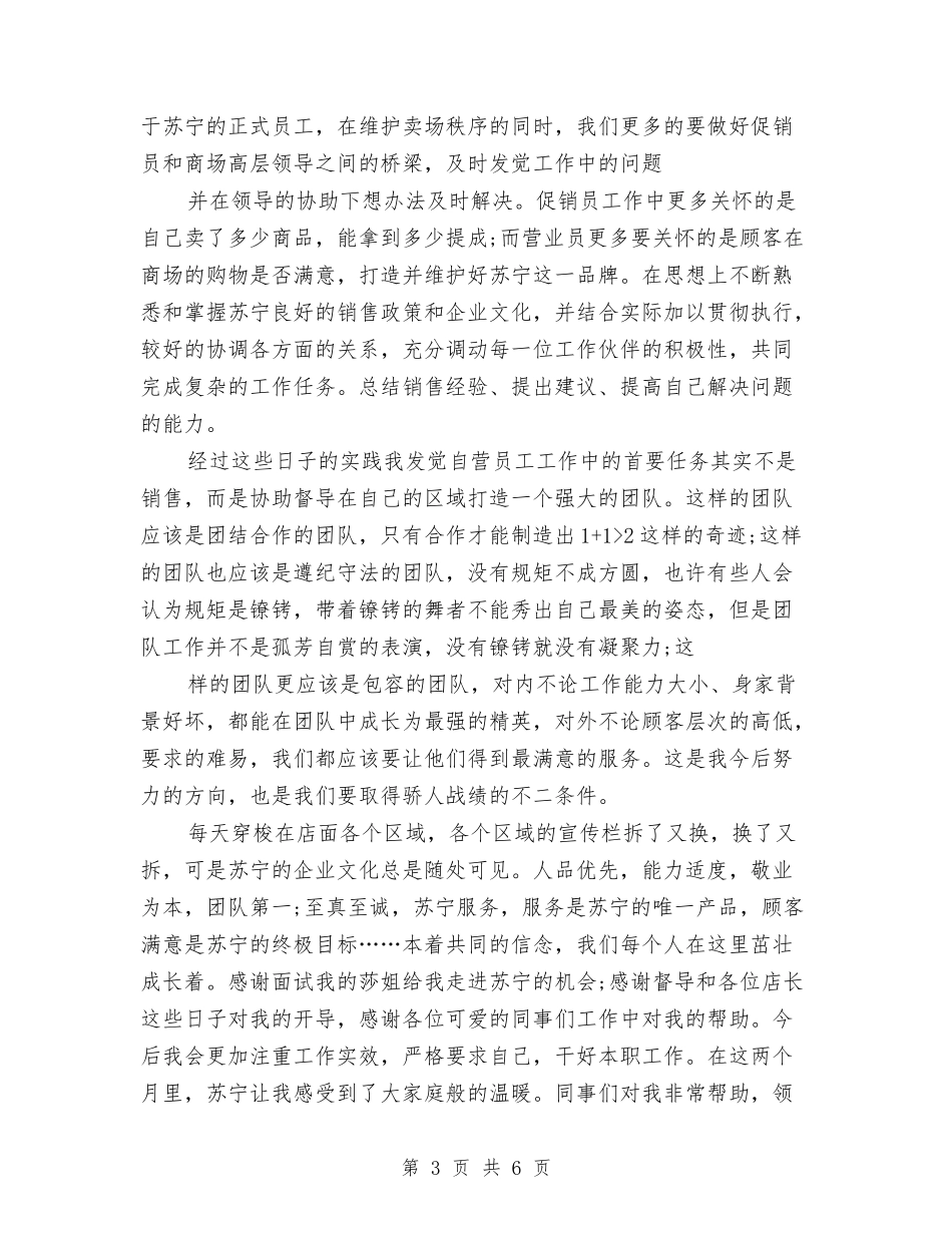2024年营业员试用期工作总结范文与2024年营业员试用期转正工作总结范文汇编_第3页