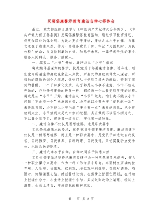反腐倡廉警示教育廉洁自律心得体会