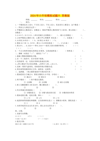 2024年小升初模拟试题六-苏教版