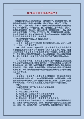 2017年公司工作总结范文2