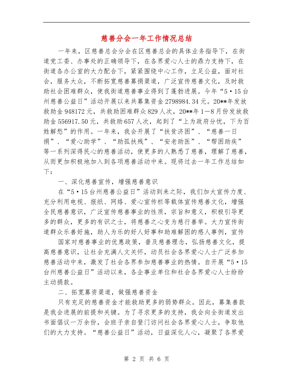 慈善分会一年工作情况总结_第2页