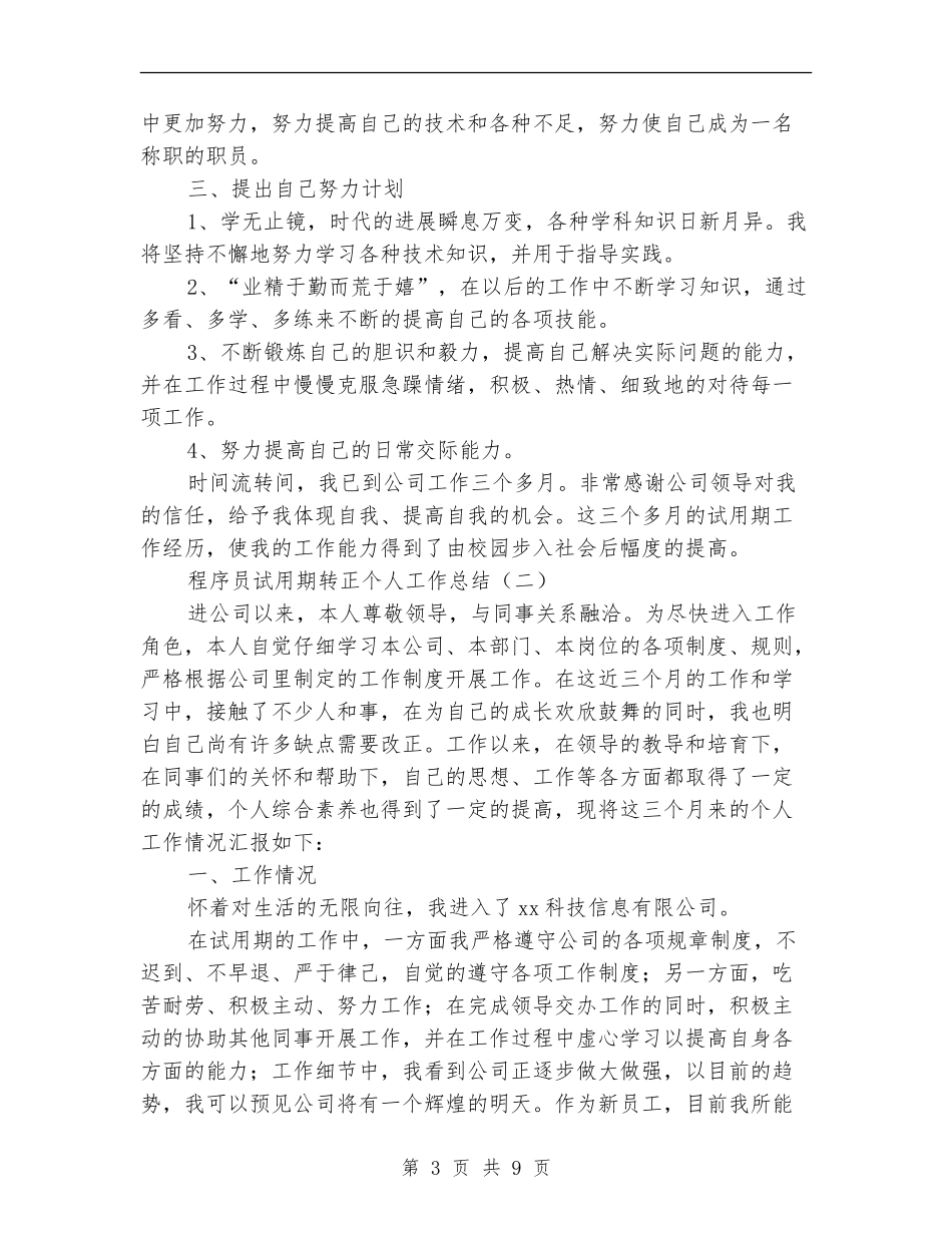 程序员试用期转正个人工作总结_第3页