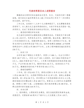 代表村两委及本人述职报告