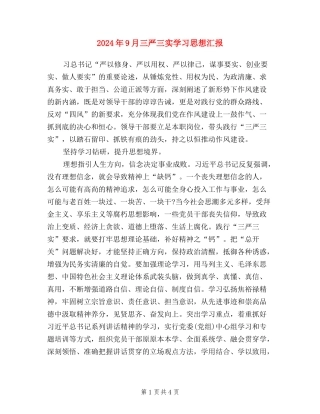2024年9月三严三实学习思想汇报