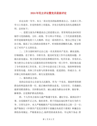 2024年民主评议暨党员星级评定