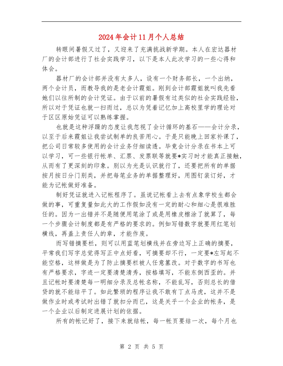 2024年会计11月个人总结_第2页