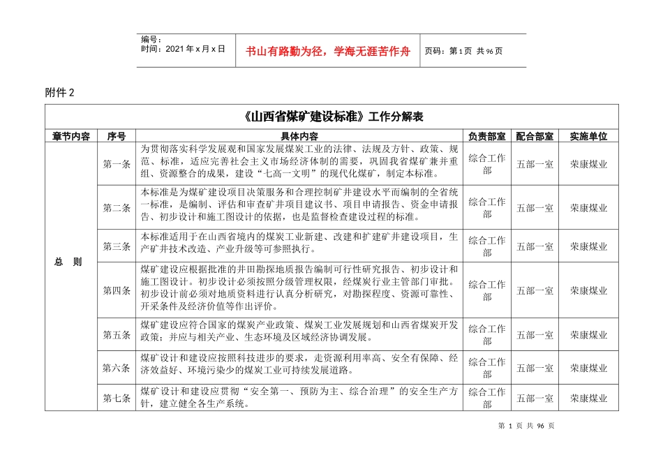 煤矿建设标准分解表_第1页