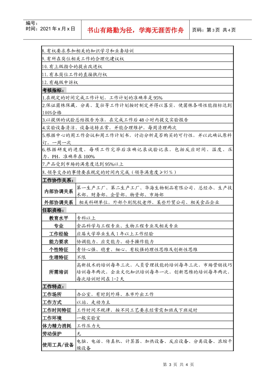 某啤酒企业研发岗岗位说明书_第3页