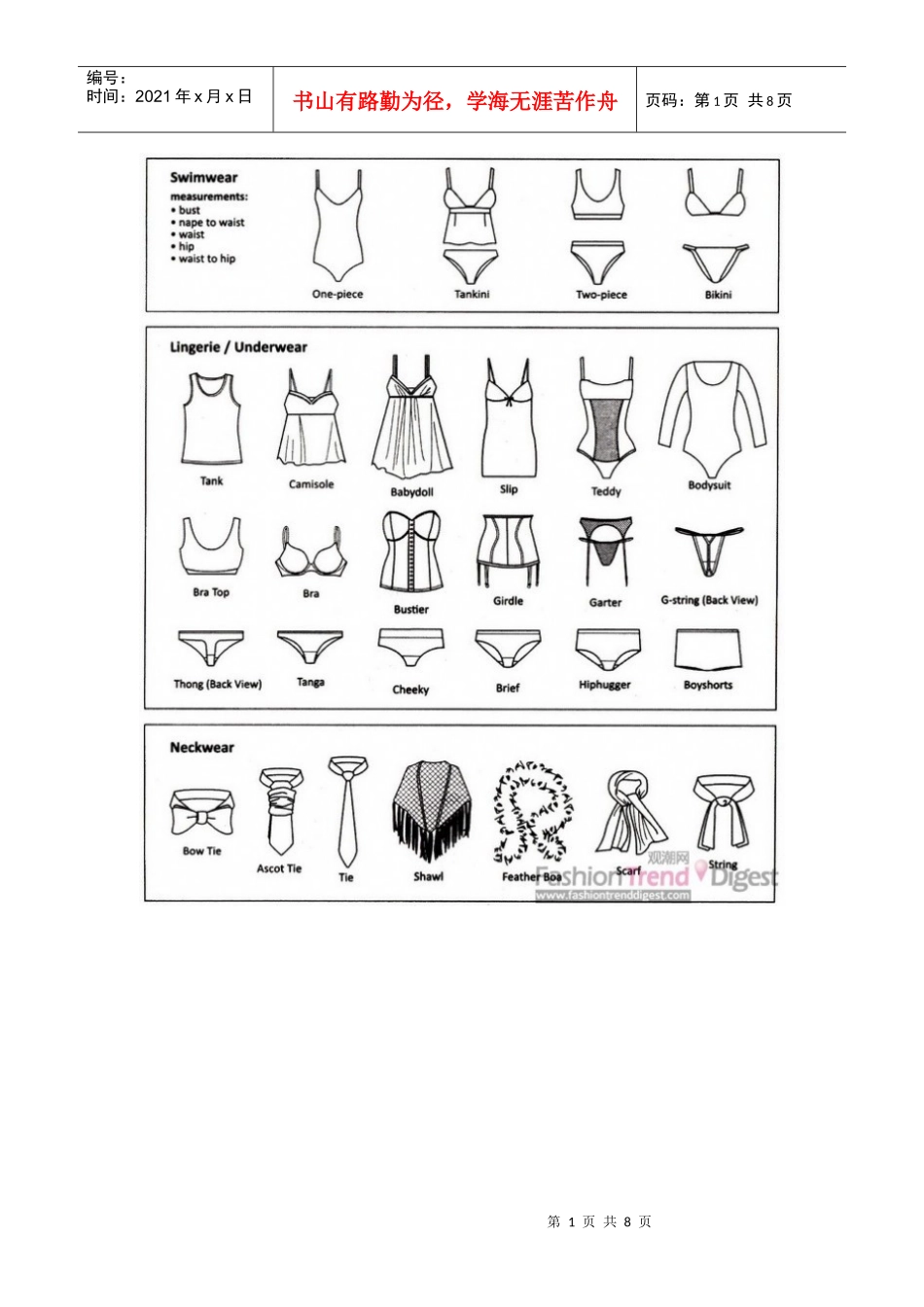 服装款式中英对照_第1页