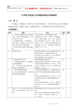 江苏省中医重点专科建设标准及考核细则