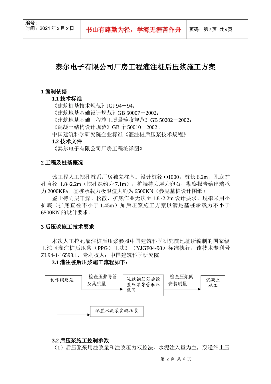 泰尔电子打桩工程后压浆施工组织_第2页