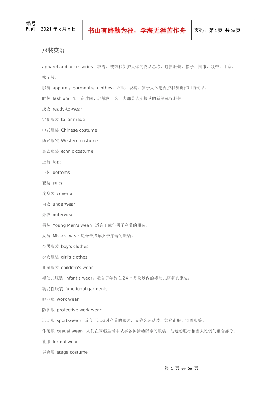 服装英语全集_第1页