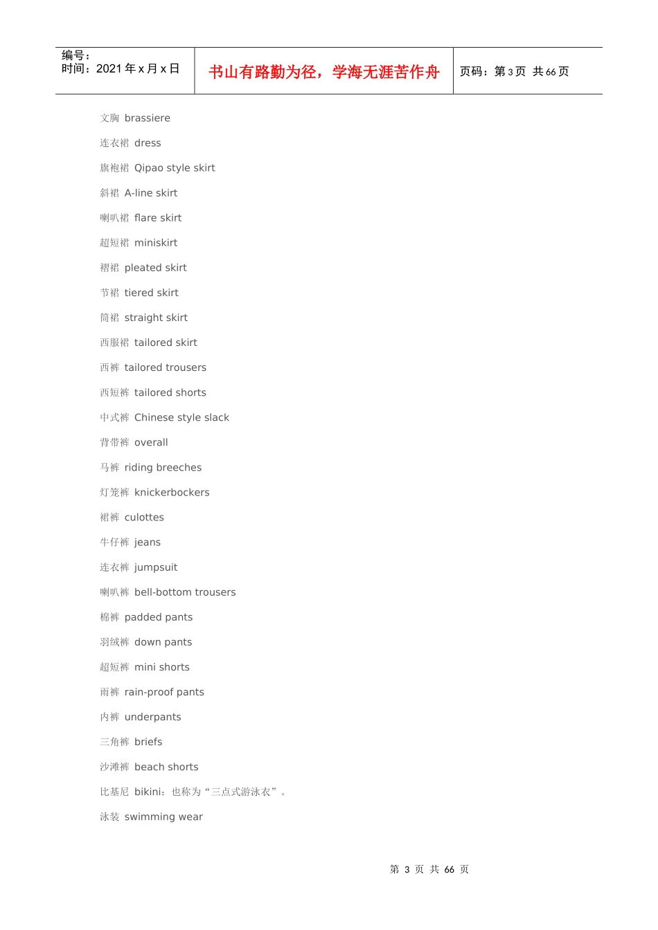 服装英语全集_第3页