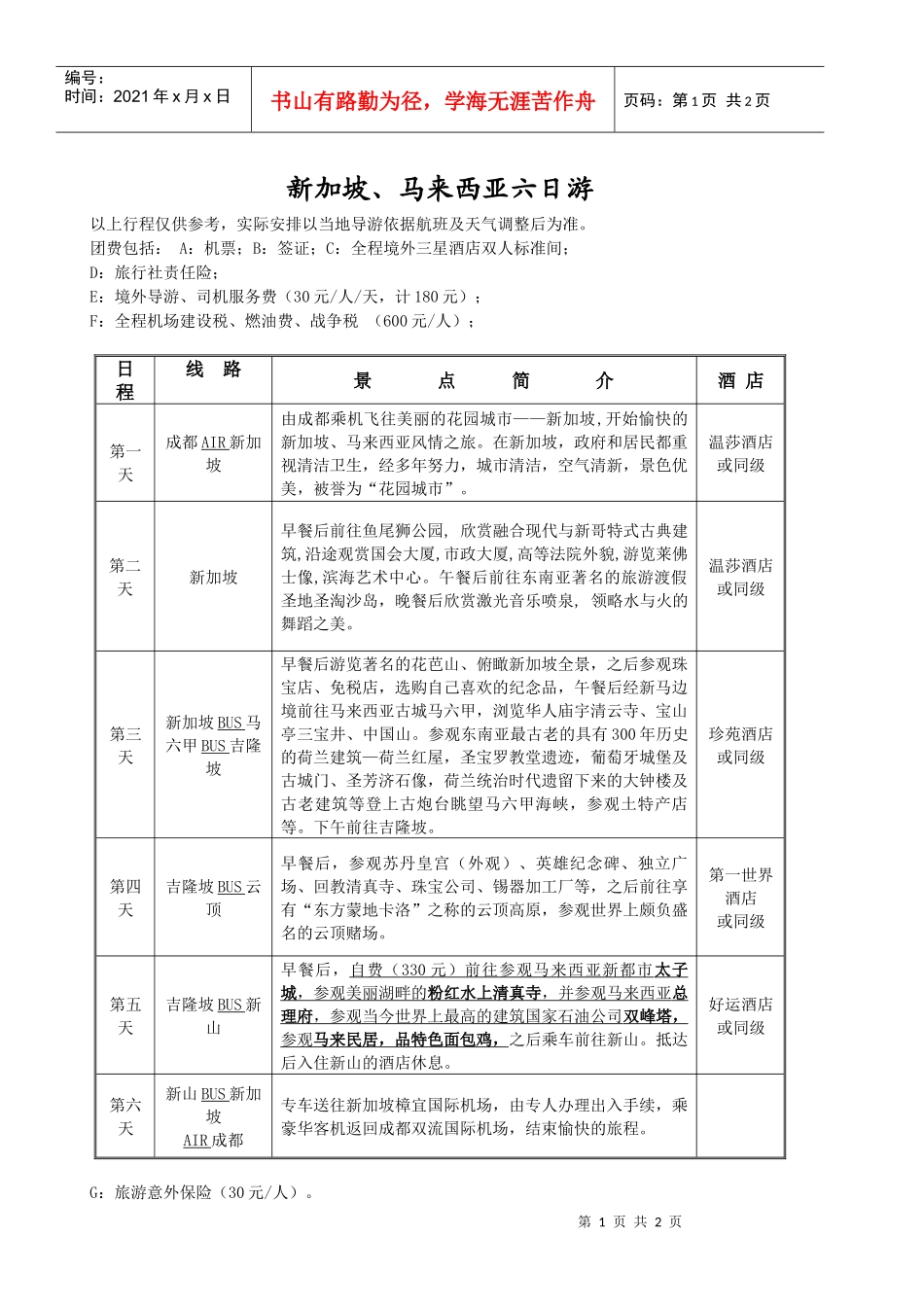 日程线路景点简介酒店_第1页