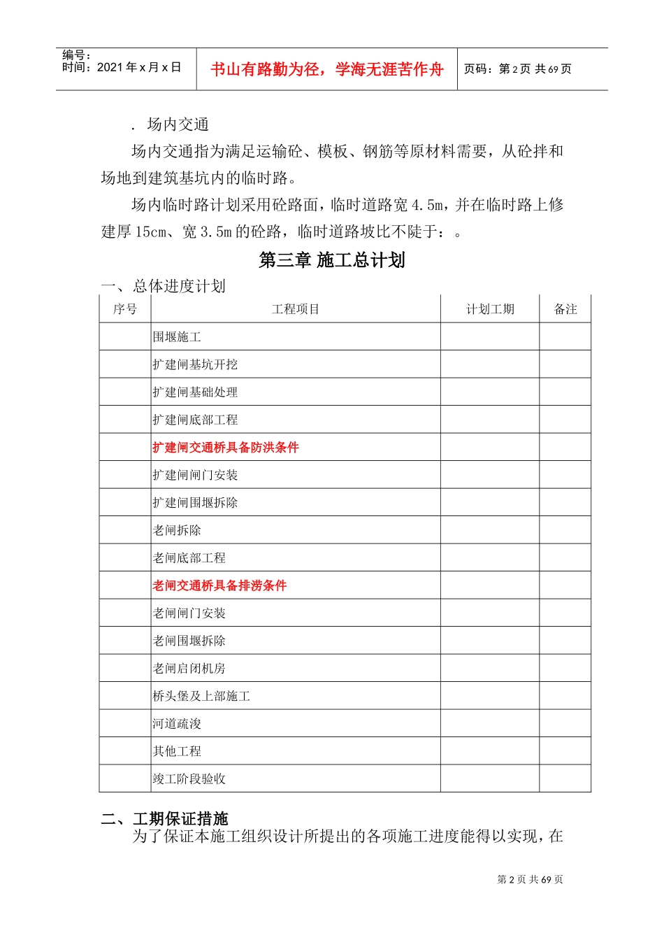 水闸工程施工组织设计方案(DOC97页)_第2页