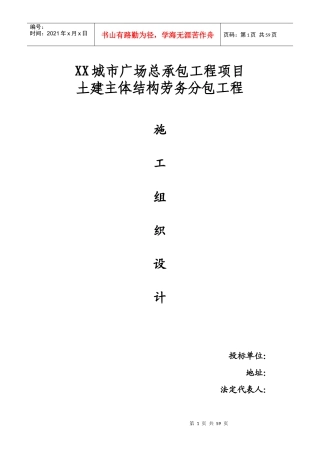 某城市广场总承包工程项目土建主体结构劳务分包工程施