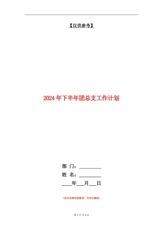 2024年下半年团总支工作计划