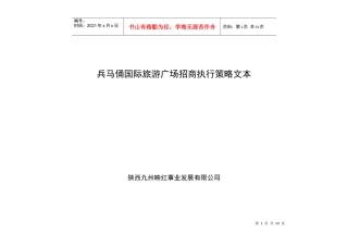 某国际旅游广场招商执行策略文本