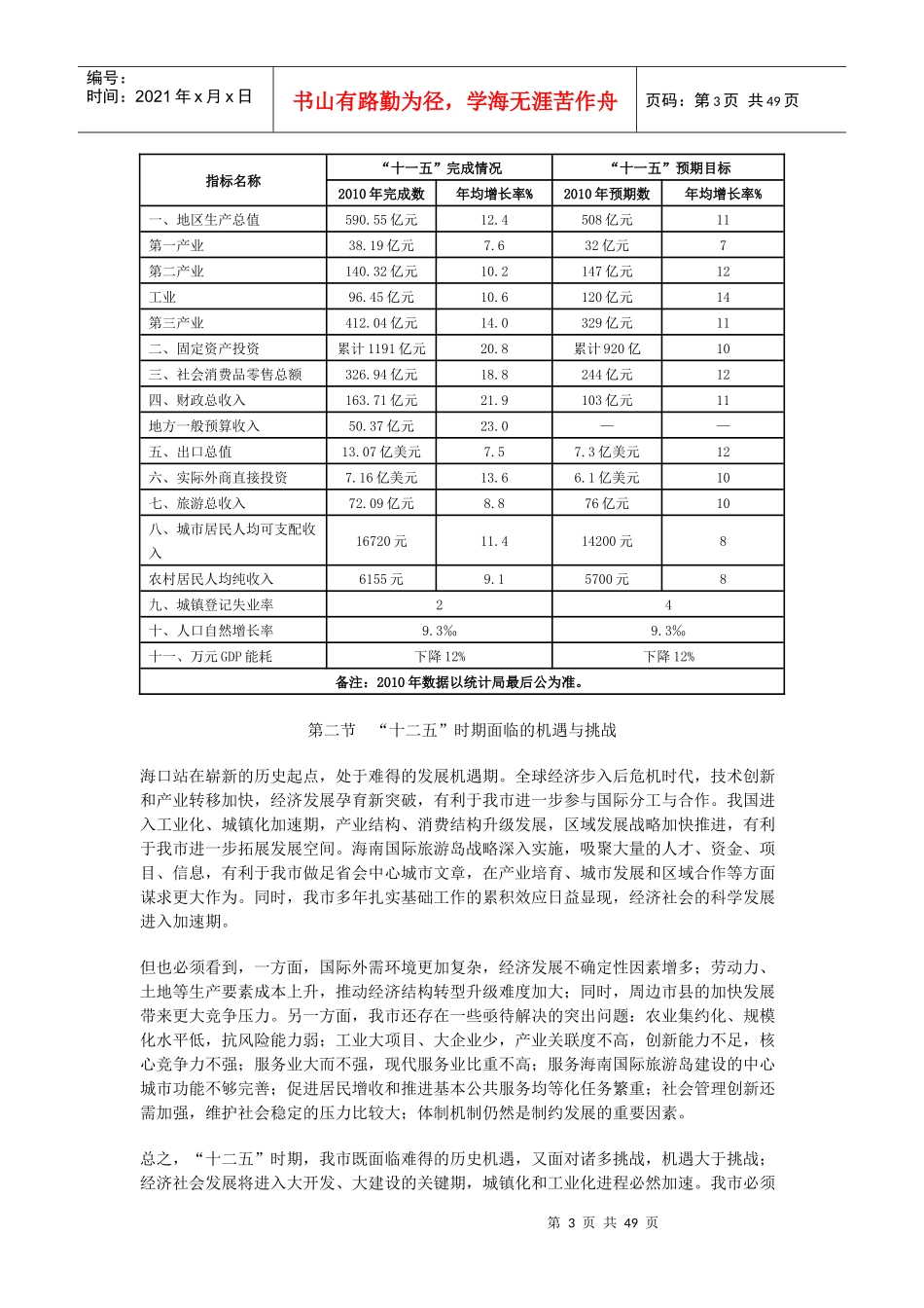 海口市国民经济和社会发展第十二个五年规划纲要_第3页