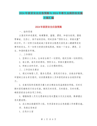 2024年家居安全应急预案与2024年寄生虫病防治实施方案汇编