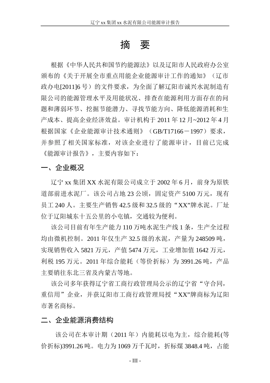 水泥有限公司能源审计报告_第3页