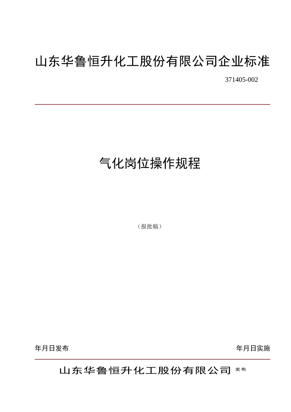 某化工股份有限公司气化岗位操作规程_第1页