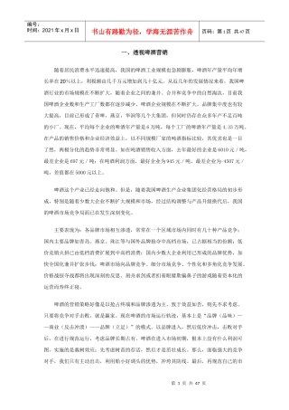 瀑布啤酒营销