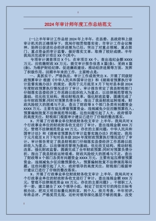 2024年审计师年度工作总结范文
