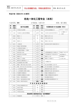 机电一体化工程专业（本）