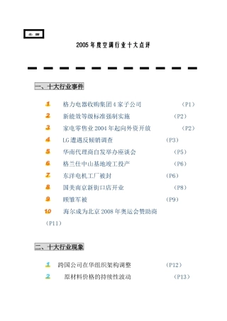 某年度空调家电行业的十大点评