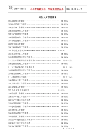 某药业有限公司岗位人员职责概述