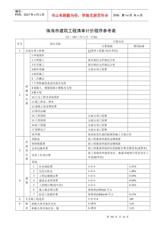 珠海市建筑、装饰装修、安装、市政、园林建筑绿化工程清单计价程序