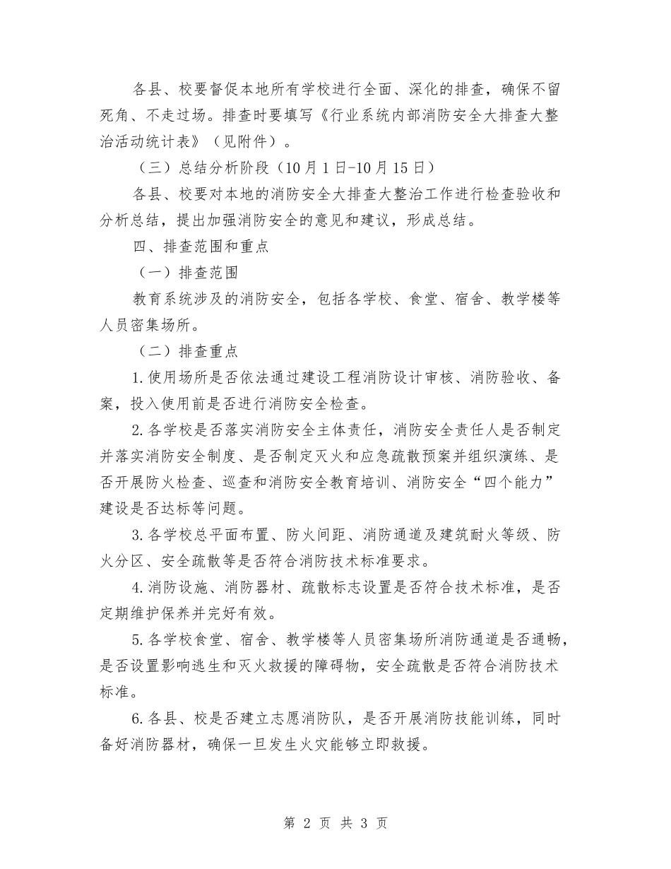 消防安全大排查整治方案_第2页