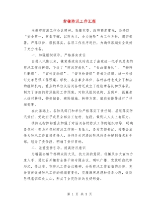 村镇防汛工作汇报
