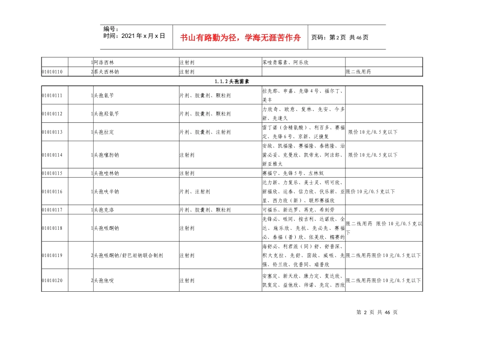 湖南省新型农村合作医疗基本药品目录(试行)_第2页