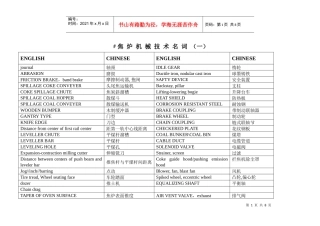 焦炉机械技术名词中英文对照(一)