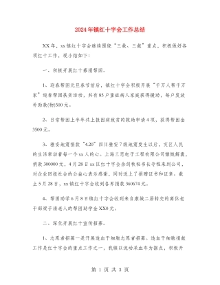 2024年镇红十字会工作总结
