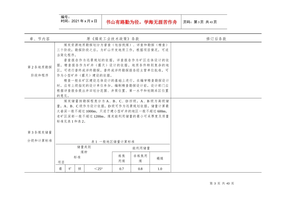 煤炭工业技术政策修订表_第3页