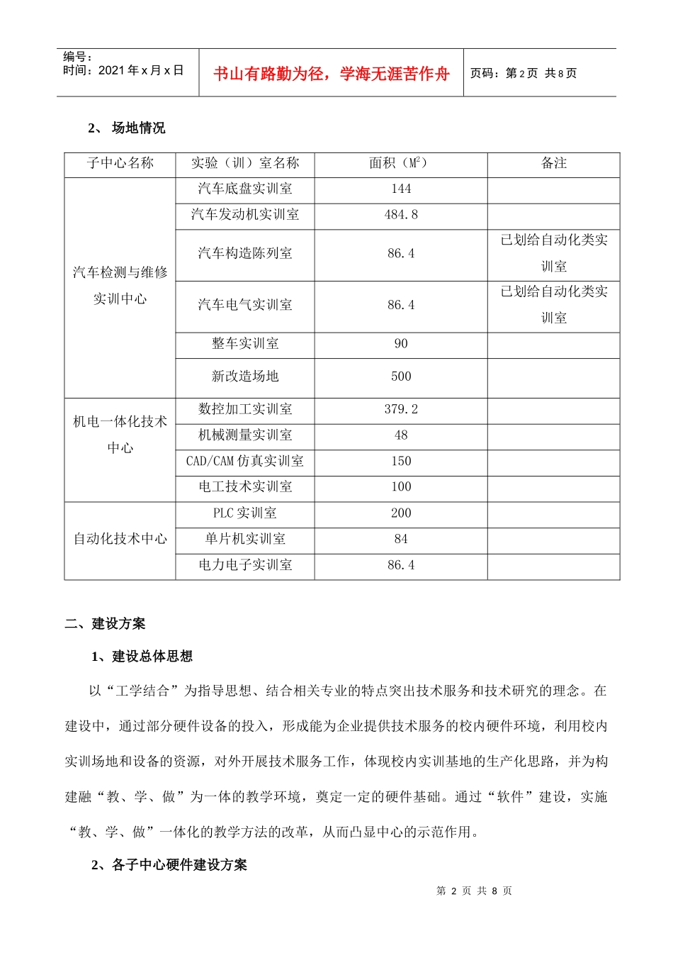 机械与电子技术实训中心建设方案doc-广州城市职业学院教_第2页