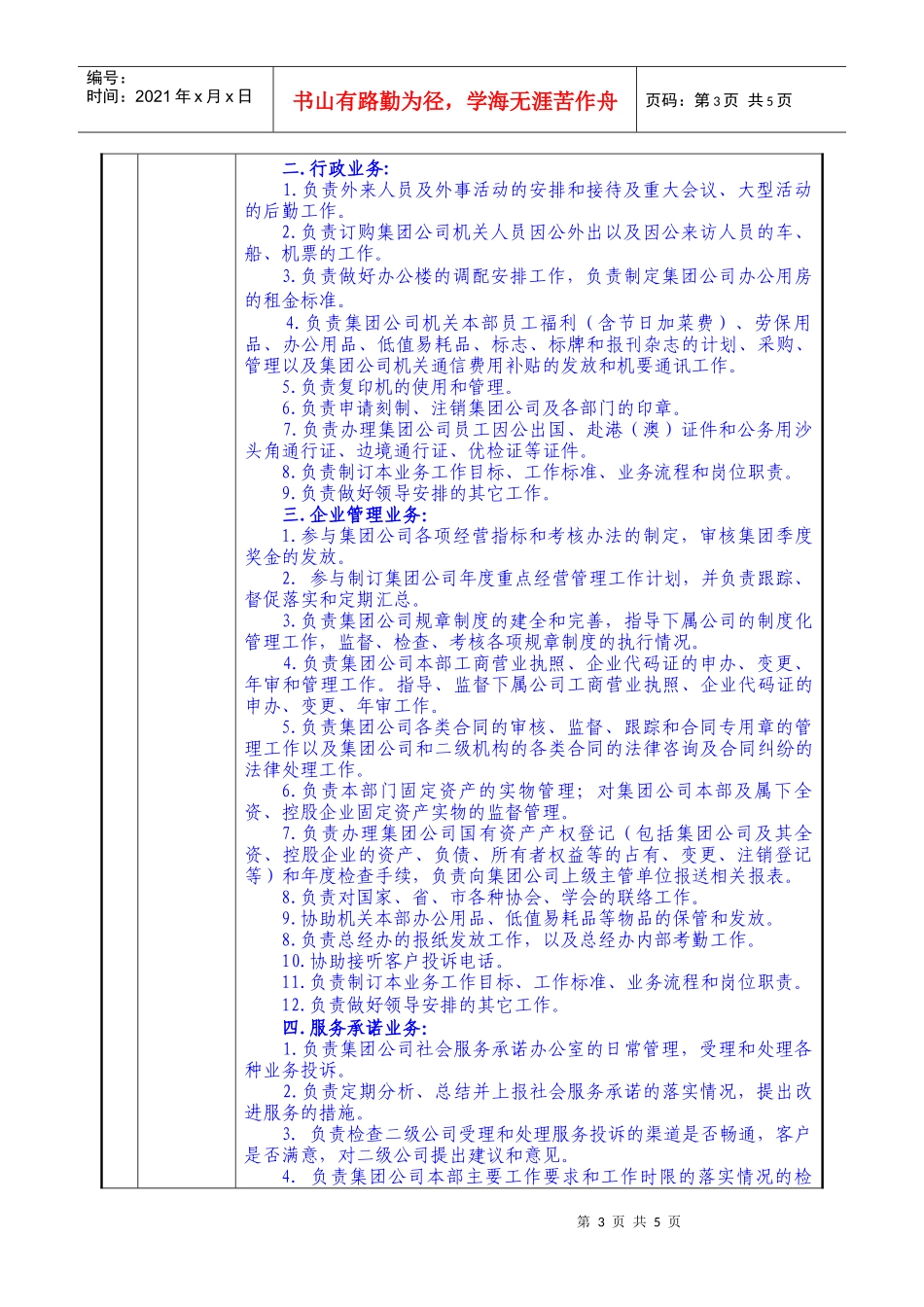 某燃气集团总经理办公室职责说明书_第3页
