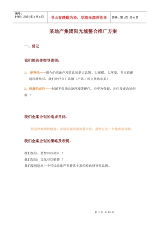 某地产集团阳光城整合推广方案