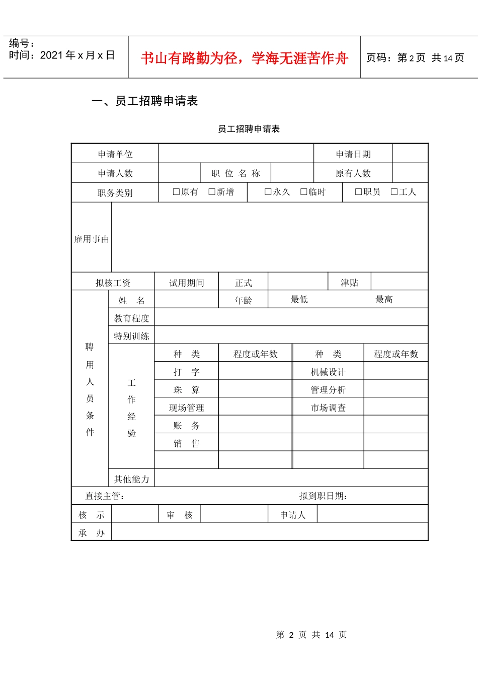 物业公司人力资源管理表格样表_第2页
