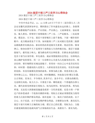 2024基层干部三严三实学习心得体会