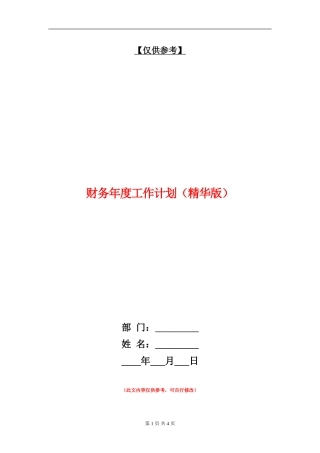 财务年度工作计划(精华版)