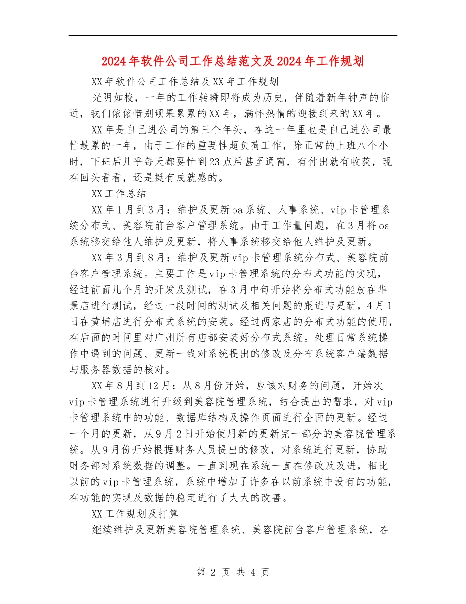 2024年软件公司工作总结范文及2024年工作规划_第2页